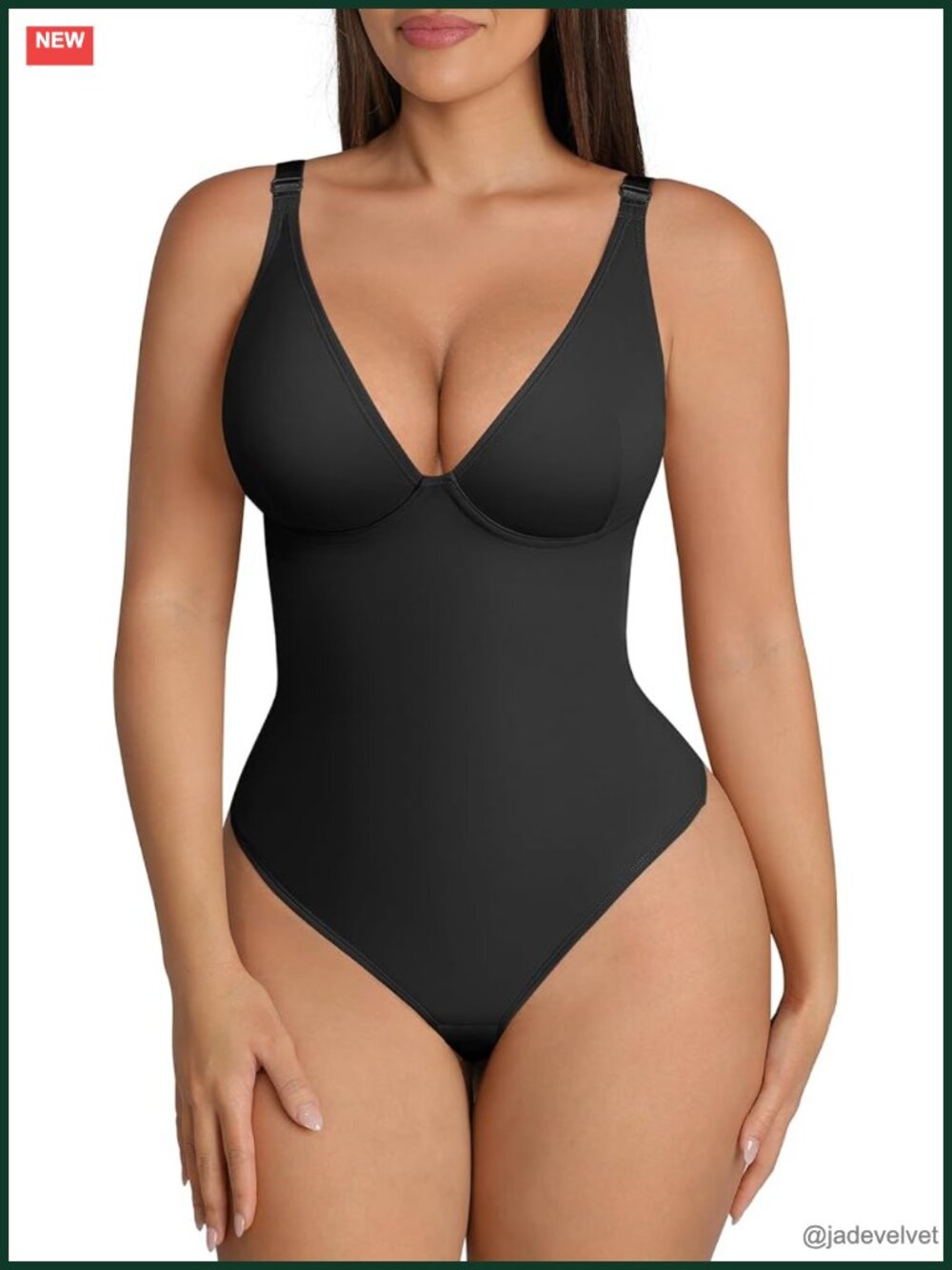 Shapewear Bodysuit Tummy Control Deep V Neck Thong Body Shaper Women